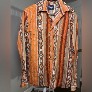 Wrangler Orange and Blue Geometric Shirt